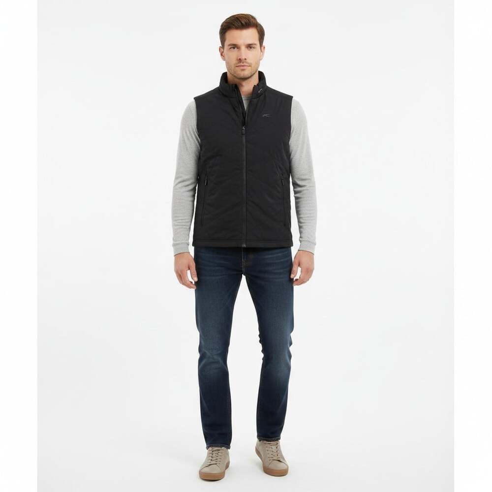 KJUS Men's Retention Vest Full Zip Black Quilted Insulated Golf Size 48/S Small